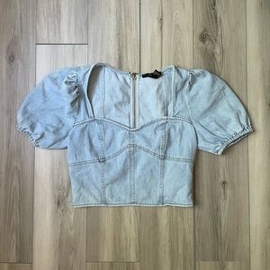 Forever 21 Light Wash Denim Bustier Top